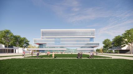 学校产教融合实训基地一期项目图书馆主体结构封顶